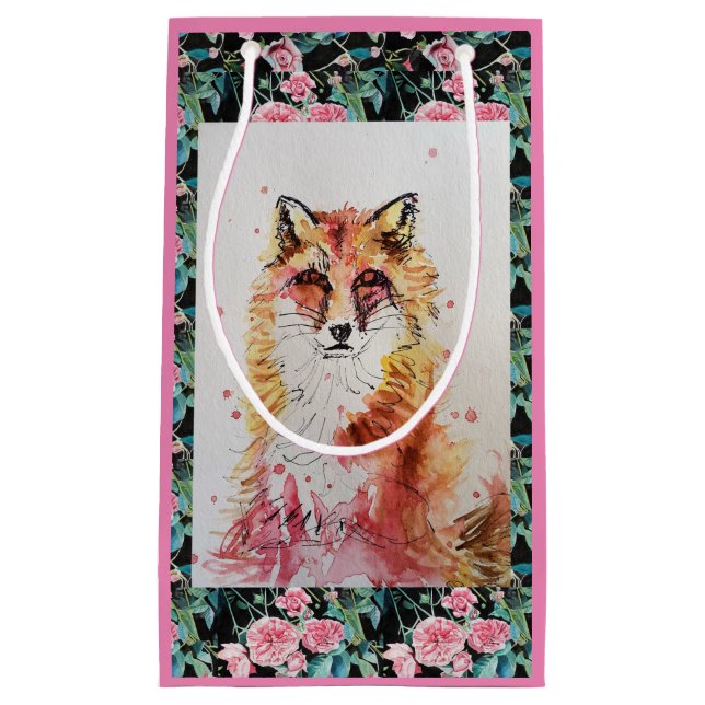 Niedlicher Red Fox Aquarellmaler Kunstgiftbeutel Kleine Geschenktüte (Vorderseite)