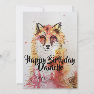 Niedlicher Red Fox Art Wasserfarbe Geburtstagsfeie Einladung