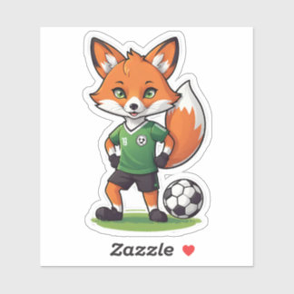 Niedlicher Red Fox Fußballspieler Aufkleber
