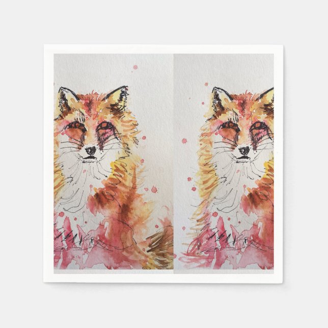 Niedlicher Red Fox Geburtstag Girl Deco Serviette  (Vorderseite)