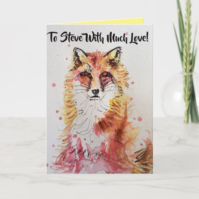 Niedlicher Red Fox Husbands Name Watercolor Card Karte (Vorderseite)