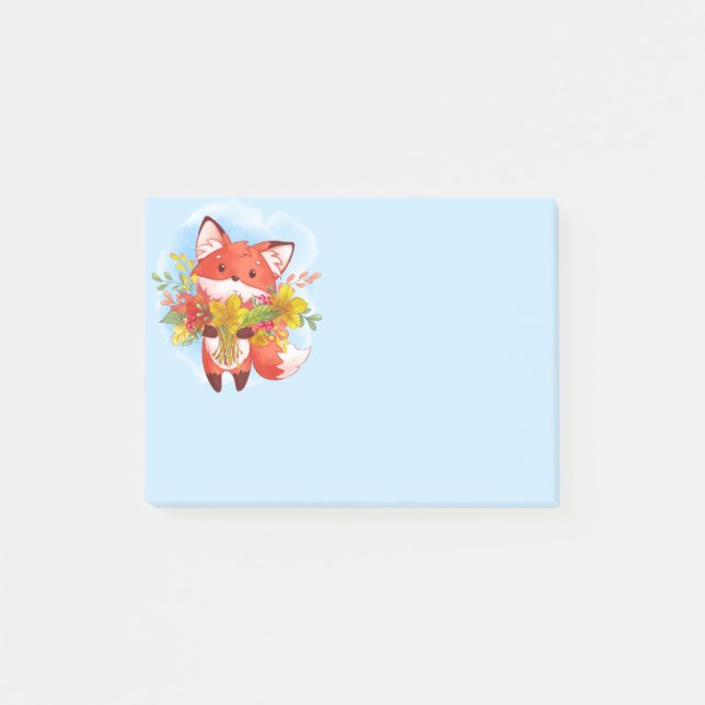 Niedlicher Red Fox mit Herbstlauben Post-it Klebezettel (Vorderseite)