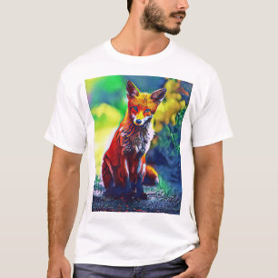 Niedlicher Red Fox Portrait Gemälde Digitale Kunst T-Shirt