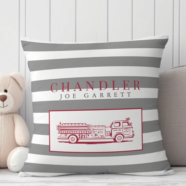 Niedlicher Red Gray Fire LKW Feuerwehrmann Kinderz Kissen (Von Creator hochgeladen)