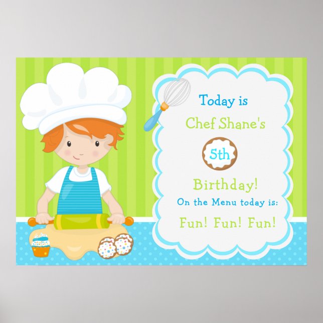 Niedlicher Red Hair Boy gebacken Geburtstag Poster (Vorne)