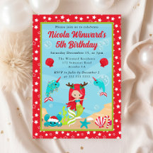Niedlicher Red Hairs Christmas Mermaid-Kindergebur