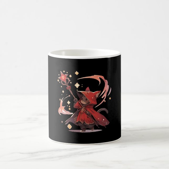 Niedlicher Red Mage Cat Hero Kaffeetasse (Mittel)