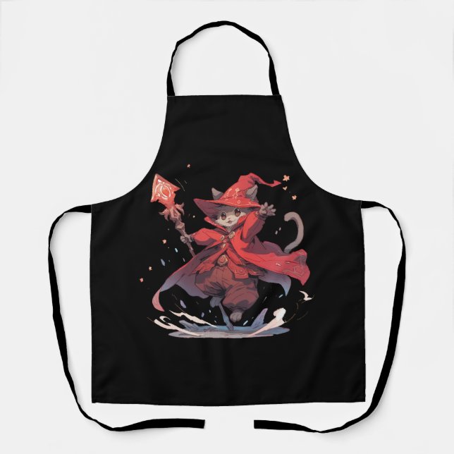 Niedlicher Red Mage Cat Hero Schürze (Vorderseite)