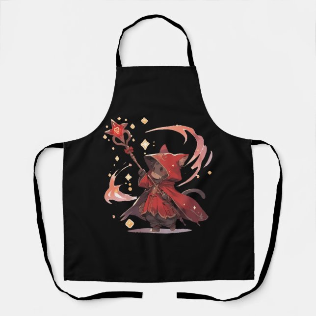 Niedlicher Red Mage Cat Hero Schürze (Vorderseite)