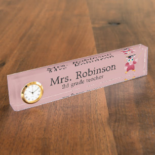 Niedlicher Red Owl Teacher anpassbar Namensplakette