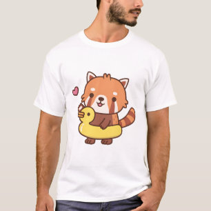 Niedlicher Red Panda mit gelbem Duck Pool Schwimmb T-Shirt