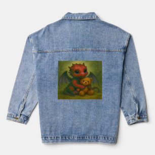 Niedlicher Red Puppy-Mit Augen Baby Dragon mit Ted Jeansjacke