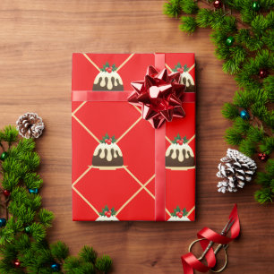 Niedlicher Red Strip Weihnachts-Pudding-Geschenk Geschenkpapier