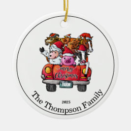 Niedlicher Red Truck Weihnachtsname Landtiere Keramik Ornament