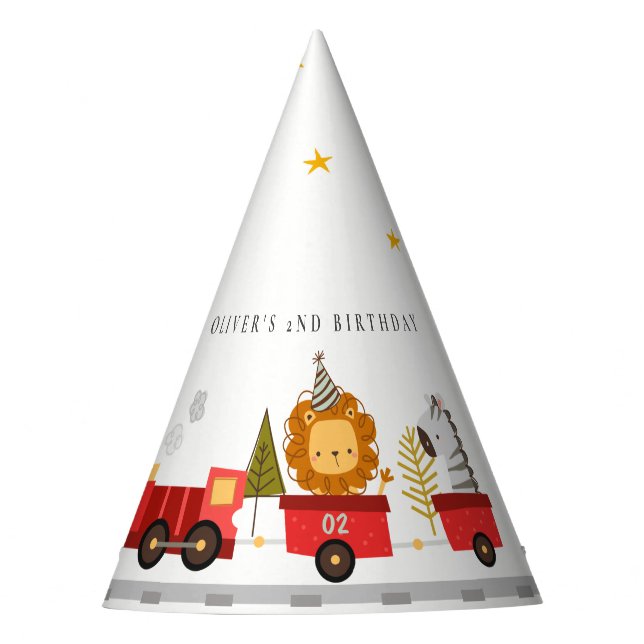 Niedlicher Red Woodland Animal Train jedes Alter G Partyhütchen (Vorderseite)