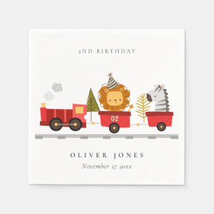 Niedlicher Red Woodland Animal Train jedes Alter G Serviette