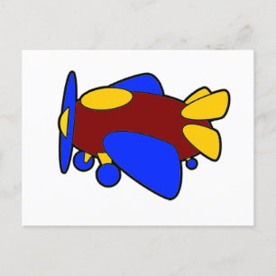 Niedlicher Red Yellow Blue Airplane Cartoon für Ki Postkarte