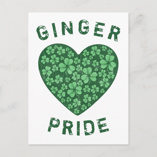 Niedlicher Redhead Ginger Power Kleeblatt Grünes H Postkarte (Vorderseite)