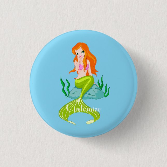 Niedlicher RedkopfMermaid Thunder_Cove Button (Vorderseite)