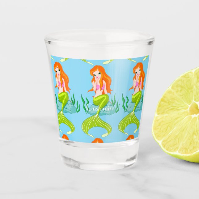 Niedlicher RedkopfMermaid Thunder_Cove Schnapsglas (Vorderseite)