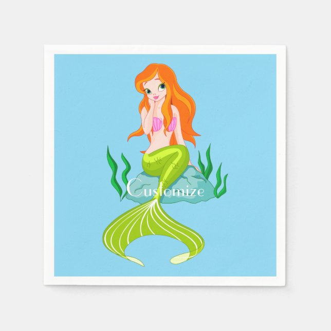 Niedlicher RedkopfMermaid Thunder_Cove Serviette (Vorderseite)