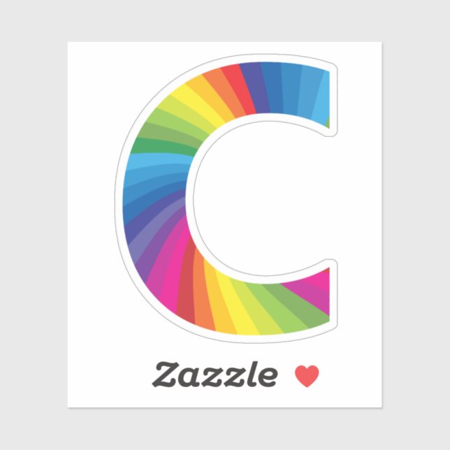 Niedlicher Regenbogen Alphabet C Aufkleber (Blatt)