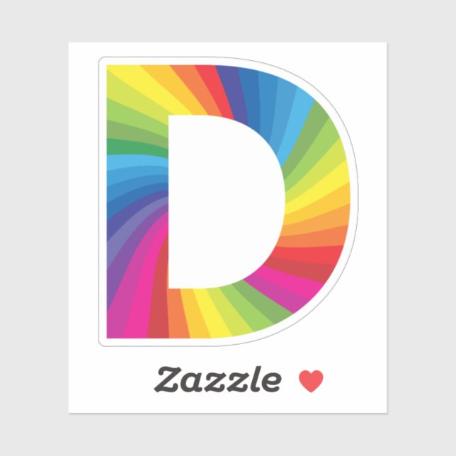 Niedlicher Regenbogen Alphabet D Aufkleber (Blatt)