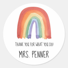 Niedlicher Regenbogen Aquarellfarben Dank Geschenk Runder Aufkleber