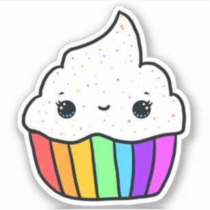 Niedlicher Regenbogen Cupcake Sprinkles Aufkleber