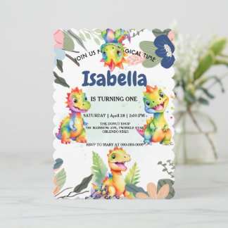 Niedlicher Regenbogen Dinosaur Happy Birthday Part