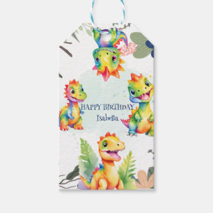 Niedlicher Regenbogen Dinosaur Happy Birthday Part Geschenkanhänger