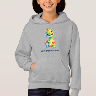 Niedlicher Regenbogen Dinosaur Happy Birthday Part Hoodie