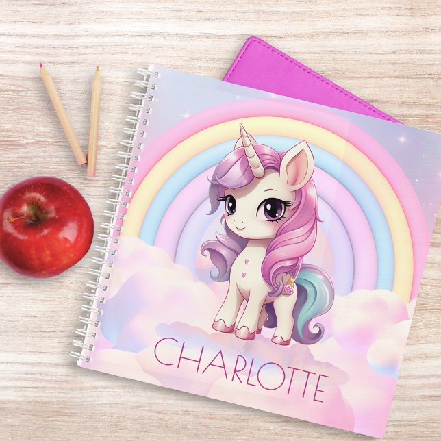 Niedlicher Regenbogen Einhorn Custom Back to Schoo Notizbuch (Von Creator hochgeladen)