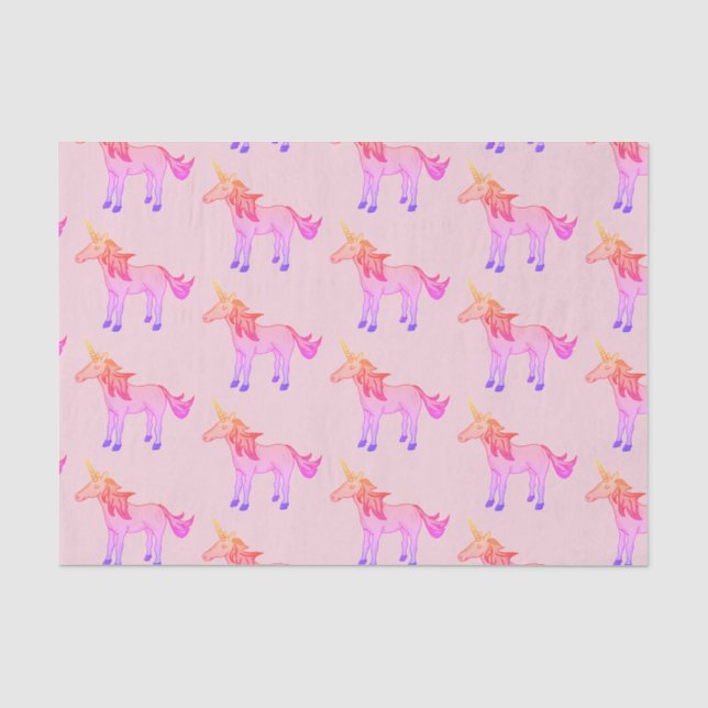Niedlicher Regenbogen Einhorn Rosa Muster Kinder Seidenpapier (Vorderseite)