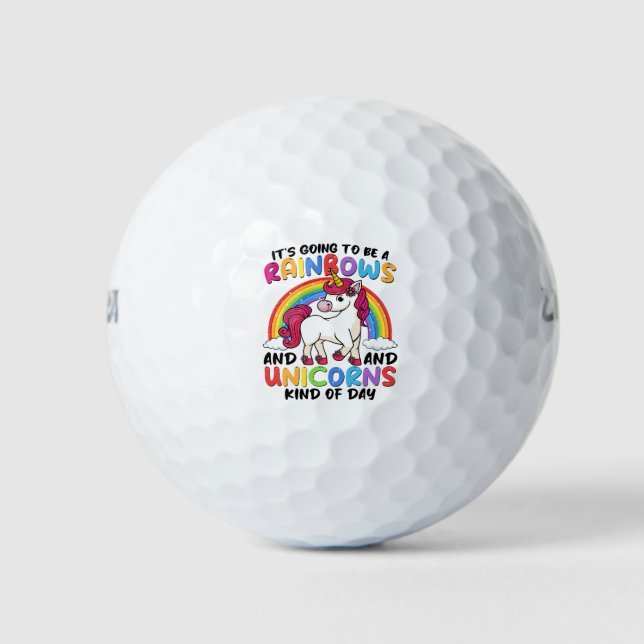 Niedlicher Regenbogen Einicorn Cool Geburtstag Zur Golfball (Vorderseite)