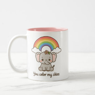 Niedlicher Regenbogen-Elefant - Sie färben meinen  Zweifarbige Tasse