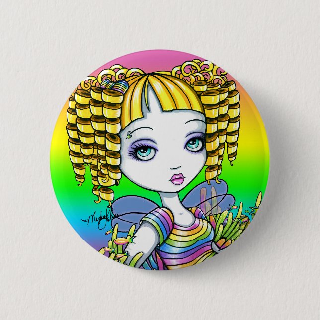 Niedlicher Regenbogen-feenhafter Button (Vorderseite)