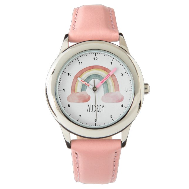 Niedlicher Regenbogen für Wasserfarben Personalisi Armbanduhr (Vorderseite)