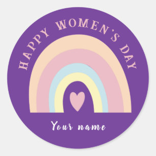 Niedlicher Regenbogen Happy Women's Day Brauch Runder Aufkleber