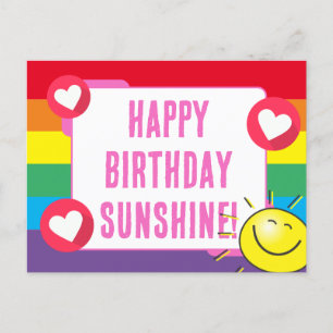 Niedlicher Regenbogen Herz Sonnenschein Happy Birt Postkarte