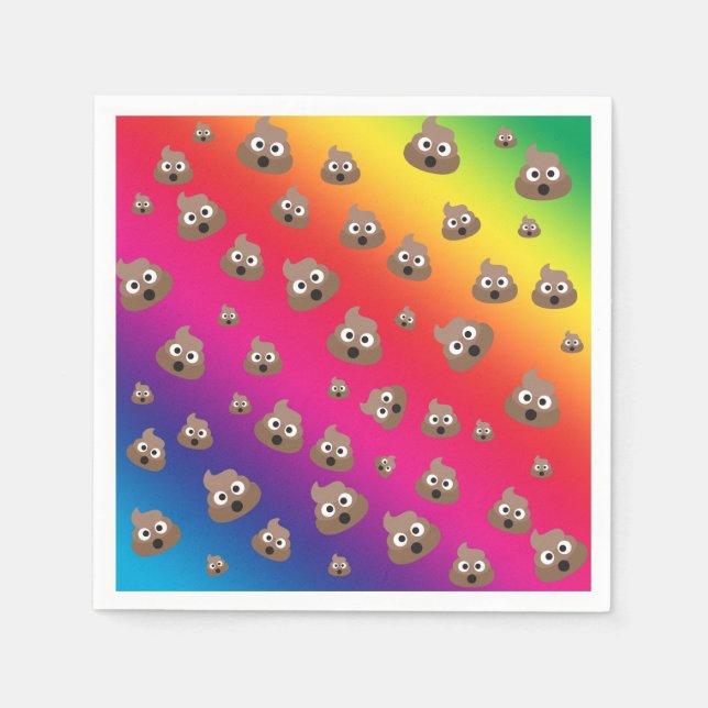 Niedlicher Regenbogen Kacke Emoji Muster Serviette (Vorderseite)