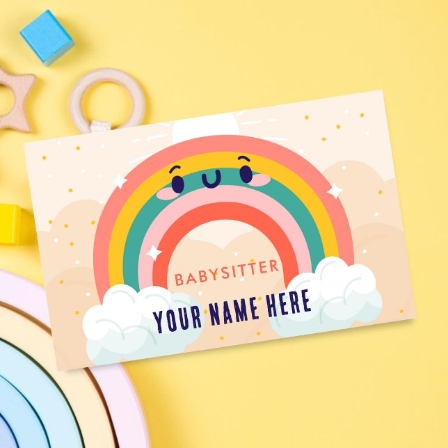 Niedlicher Regenbogen Kinderbetreuung Kinderbetreu Visitenkarte (Von Creator hochgeladen)