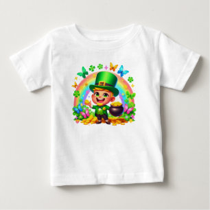 Niedlicher Regenbogen-Leprechaun mit Gold Baby T-shirt