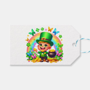 Niedlicher Regenbogen-Leprechaun mit Gold Geschenkanhänger