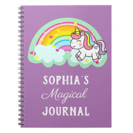 Niedlicher Regenbogen Magisches Einhorn Lila Notizblock