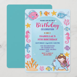 niedlicher Regenbogen-Meerjungfisch bis Geburtstag Save The Date