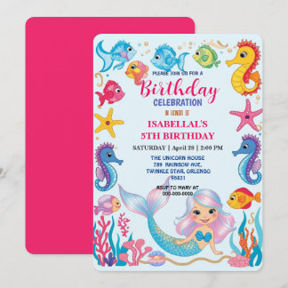 Niedlicher Regenbogen-Meerjungfrau-Seepferd Geburt Save The Date