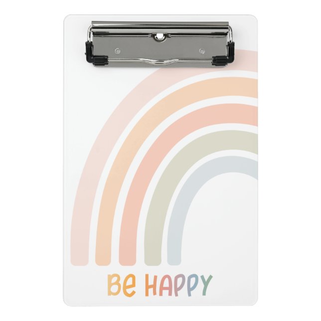 Niedlicher Regenbogen mit Blume Mini Klemmbrett (Vorderseite)