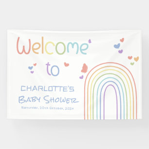 Niedlicher Regenbogen mit Hearts Baby Dusche Banner