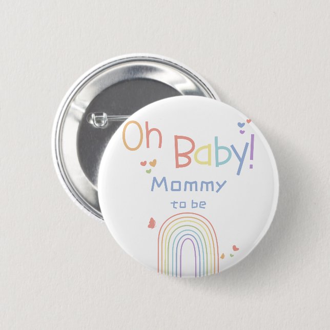 Niedlicher Regenbogen mit Herzmuskel Button (Vorne & Hinten)